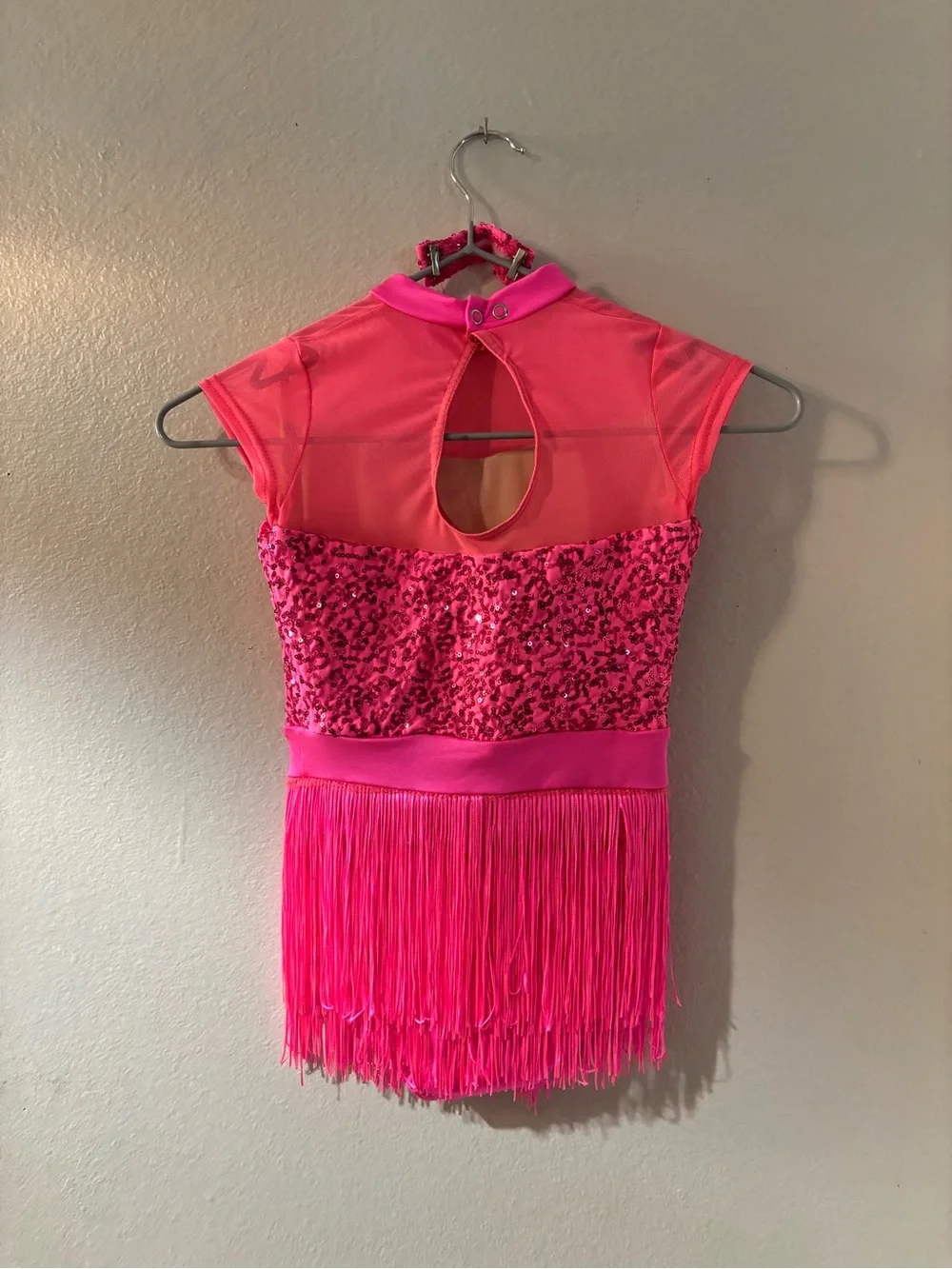 Weissman “Finally” Hot Pink Sequin Fringe Dance Costume